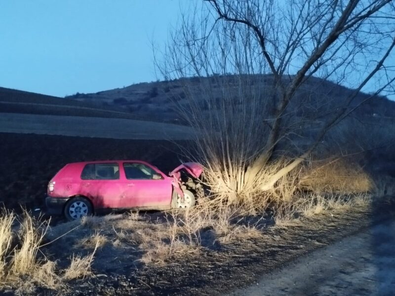 mașină făcută zob de un copac în gușterița. șoferul a abandonat-o cu doi oameni răniți grav în ea (update)