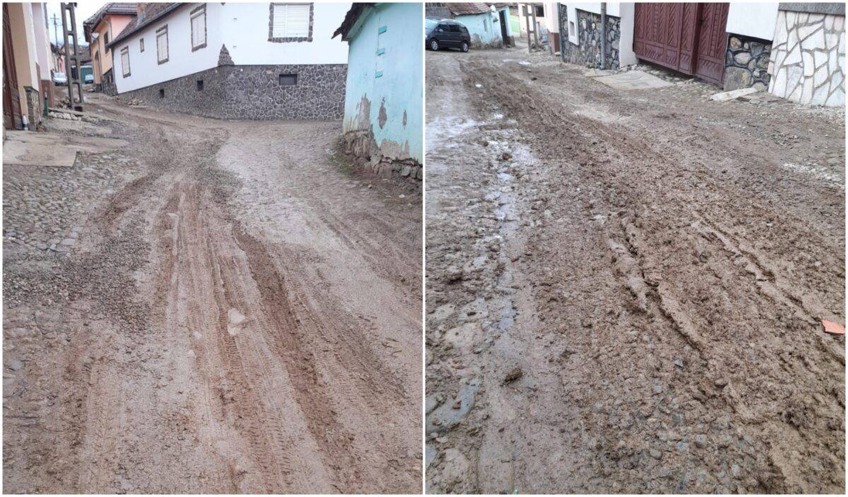 Rășinărenii, revoltați de felul în care arată strada Eugen Brote. „Este inadmisibil, la 200 de metri de primărie” (foto)