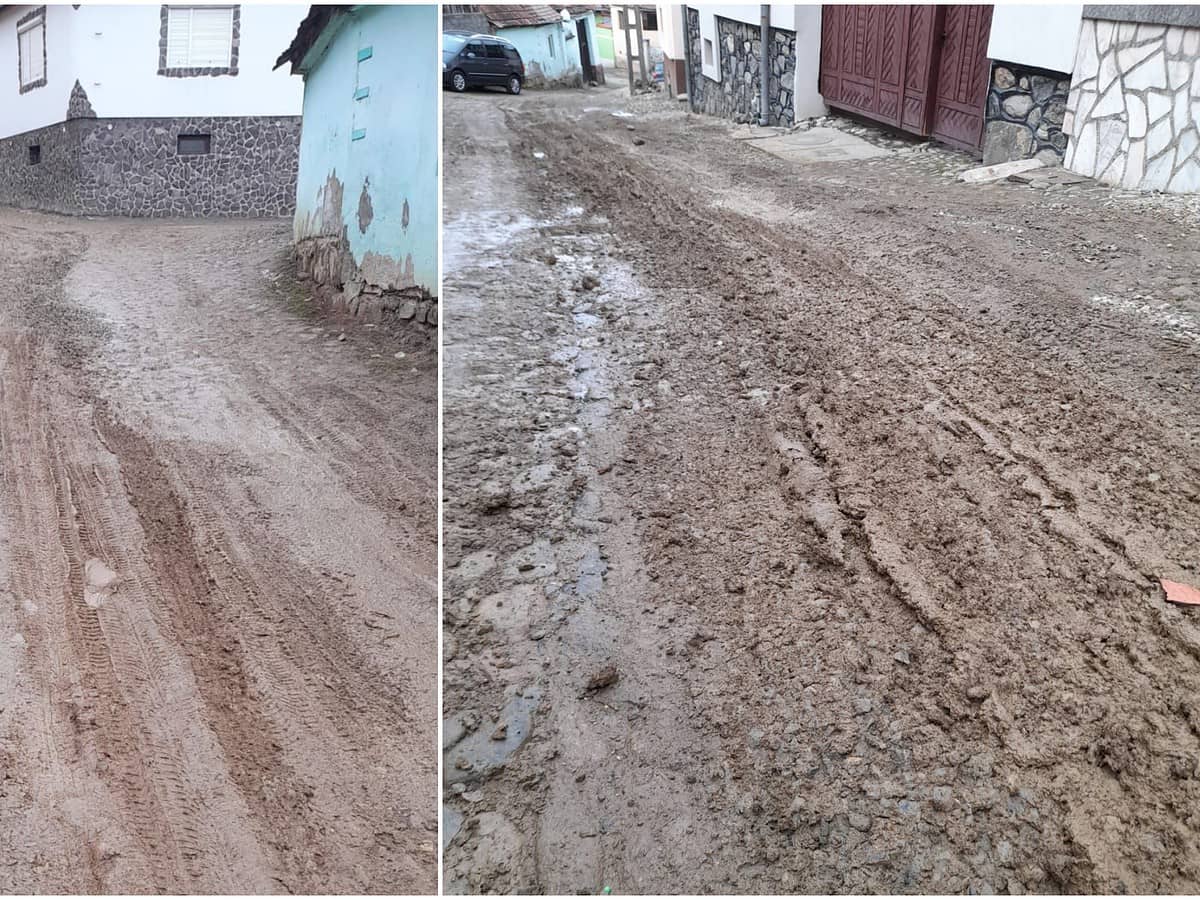 Rășinărenii, revoltați de felul în care arată strada Eugen Brote. „Este inadmisibil, la 200 de metri de primărie” (foto)