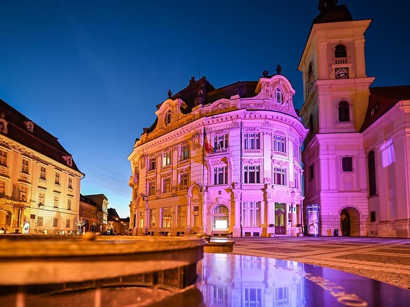 primăria sibiu se alătură campaniei "purple day". clădirea din piața mare, luminată în mov marți seară