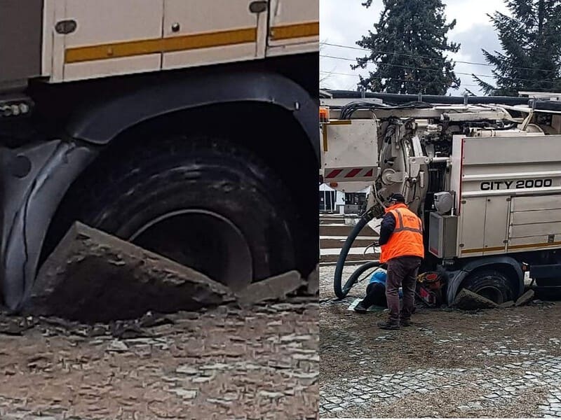 o autospecială de la apă canal a căzut într-un canal în făgăraș