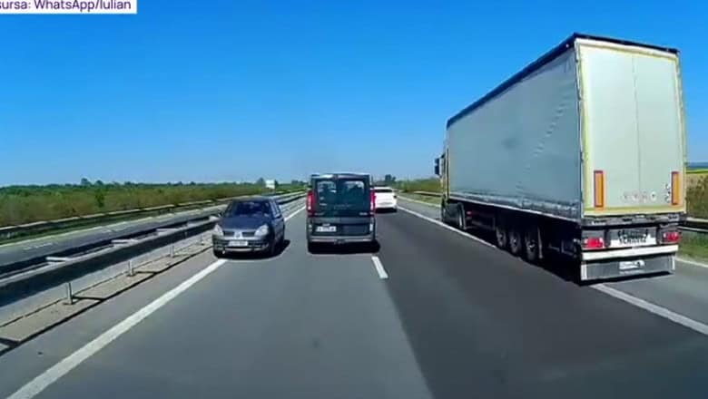 accident evitat la limită. bătrânică surprinsă cu mașina pe contrasens, pe a1 (video)