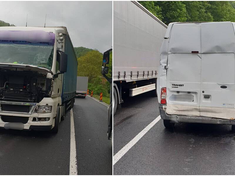 Carambol la intrare pe Valea Oltului. Două TIR-uri și un microbuz de marfă implicate în accident în Lazaret (foto)