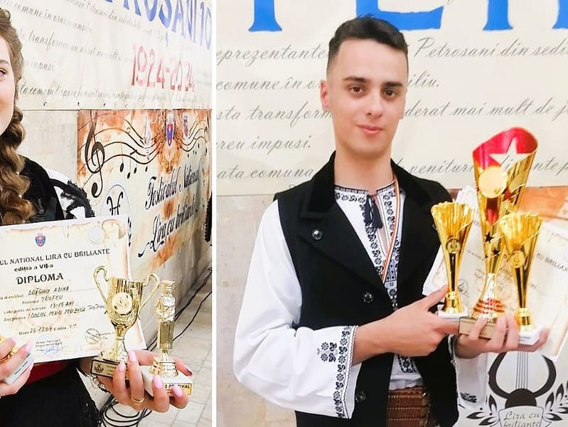 rezultate excepționale pentru doi elevi din sibiu. gabriel și adina au luat premiul i şi trofeul festivalului naţional lira cu briliante