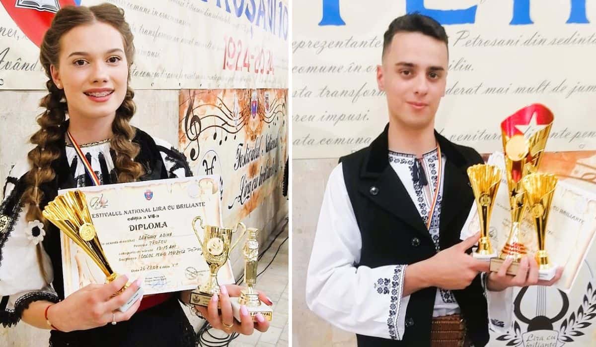 Rezultate excepționale pentru doi elevi din Sibiu. Gabriel și Adina au luat premiul I şi trofeul Festivalului Naţional Lira cu briliante