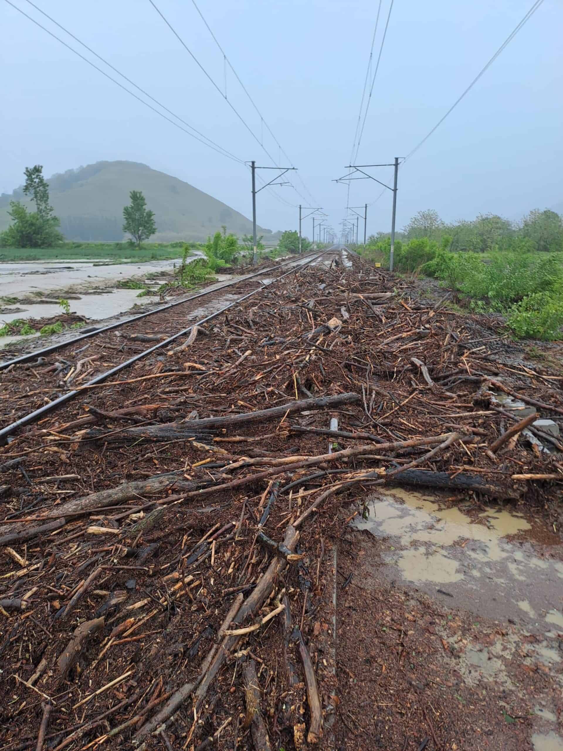 Ploile fac ravagii în nordul județului Sibiu. Drum și gospodării inundate, iar calea ferată între Micăsasa și Chesler, acoperită de aluviuni (foto, video)