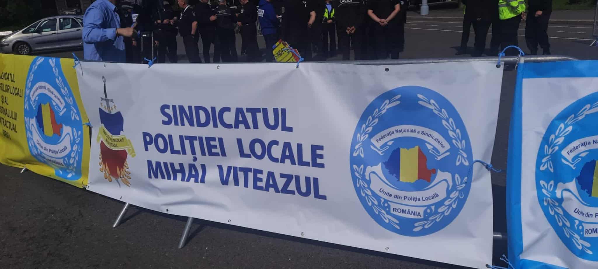 Sindicaliștii din Poliția Locală protestează în Capitală. Zece agenți din Sibiu au mers la miting (foto)