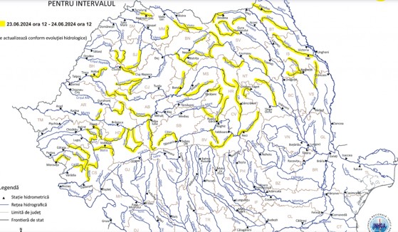 Cod galben de inundații în 24 de județe printre care și Sibiu