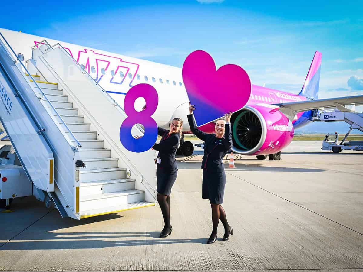 Wizz Air sărbătorește 8 ani la Sibiu, cu aproape 3 milioane de pasageri transportați