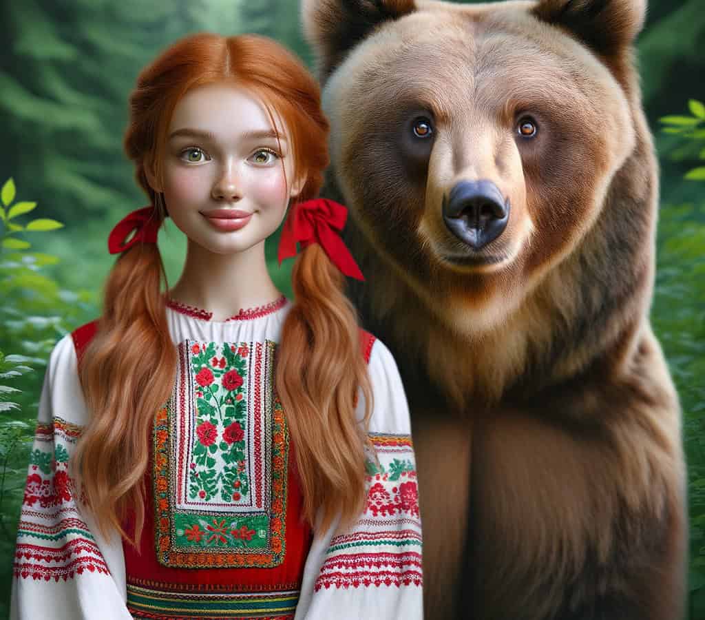 generate me an image with masha and the bear