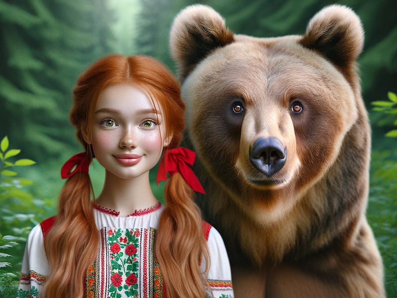 generate me an image with masha and the bear