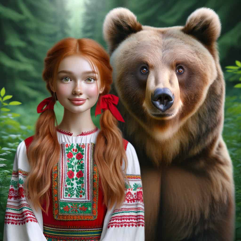 generate me an image with masha and the bear