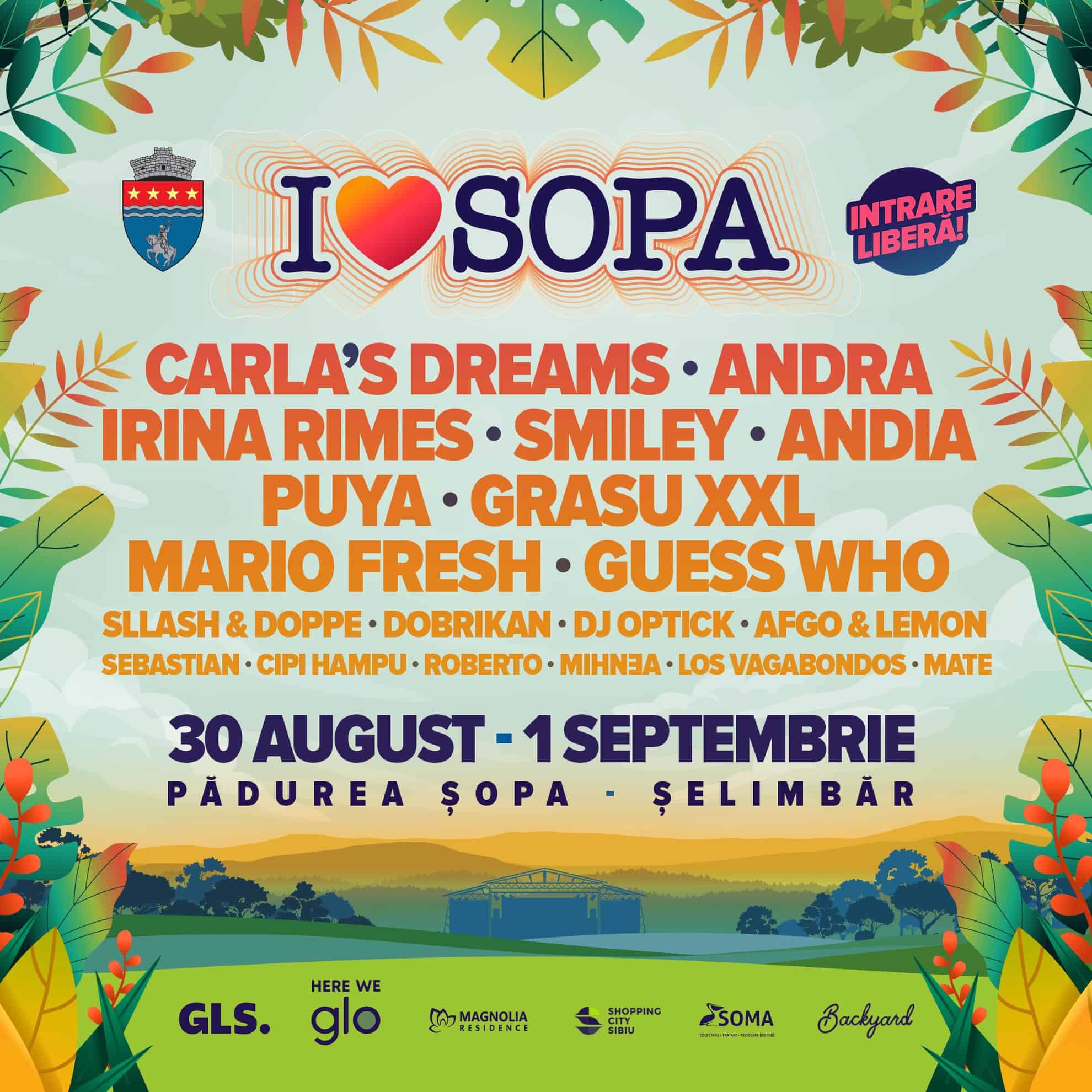 cei mai tari artiști din românia vin la ”i love șopa”. concerte cu andra, carla's dreams, irina rimes, smiley, andia, grasu xxl, puya, mario fresh și guess who la festivalul din pădurea șopa