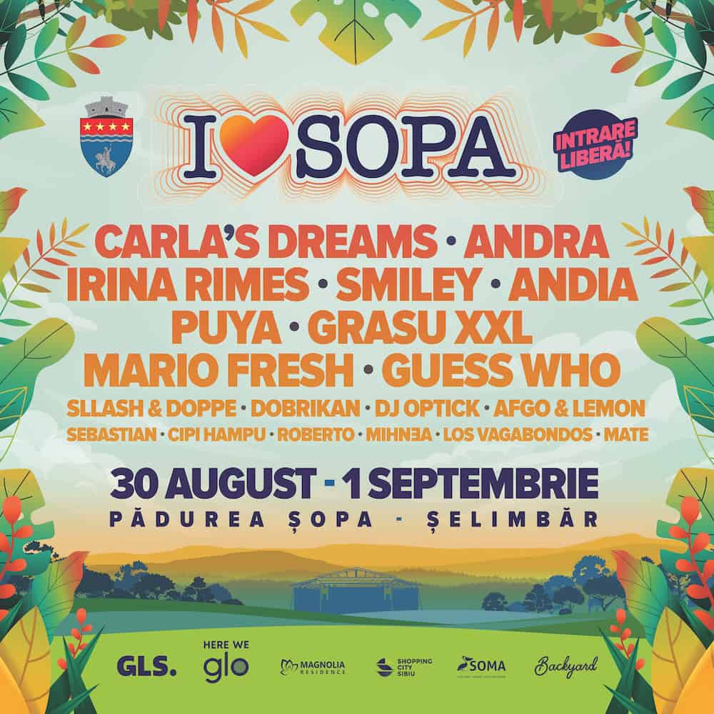 începe ”i love șopa”! trei zile de concerte cu andra, carla's dreams, irina rimes, smiley, andia, grasu xxl, puya, mario fresh și guess who la festivalul din pădurea șopa!