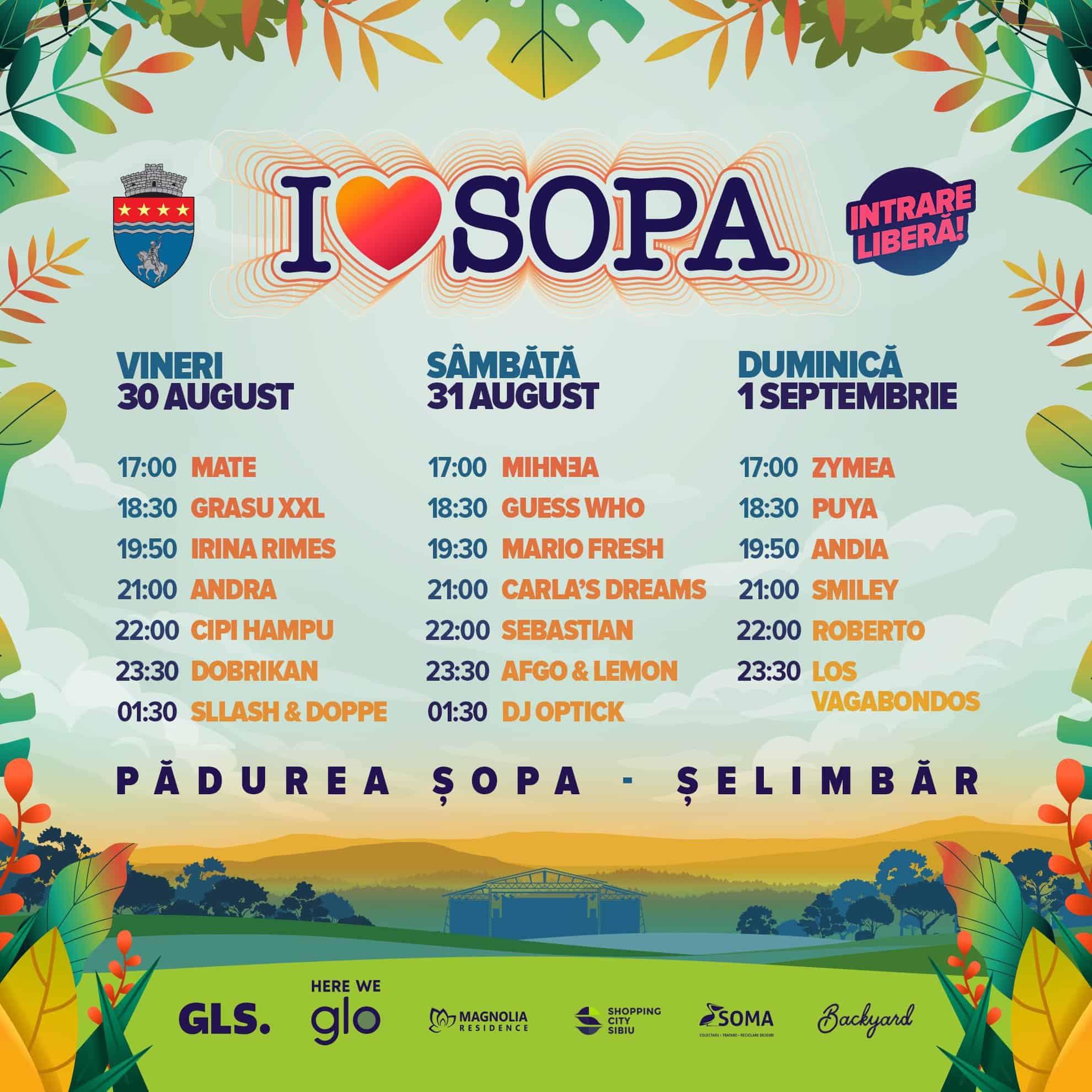 începe ”i love șopa”! trei zile de concerte cu andra, carla's dreams, irina rimes, smiley, andia, grasu xxl, puya, mario fresh și guess who la festivalul din pădurea șopa!