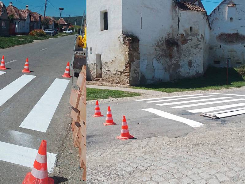 se refac marcajele rutiere între agnita și limita cu județul brașov