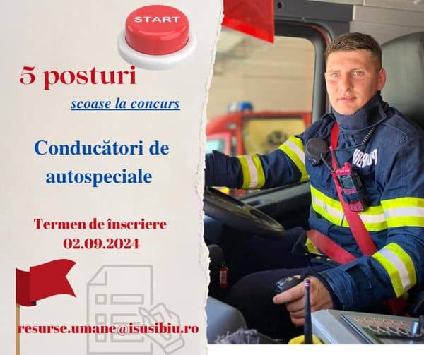 ISU Sibiu își mărește echipa. Caută 5 șoferi pentru autospeciale