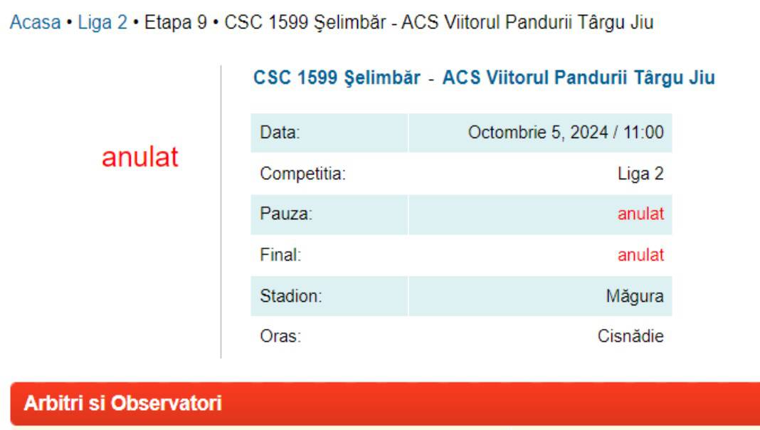 csc șelimbăr nu mai joacă sâmbătă în campionat. meciul a fost anulat