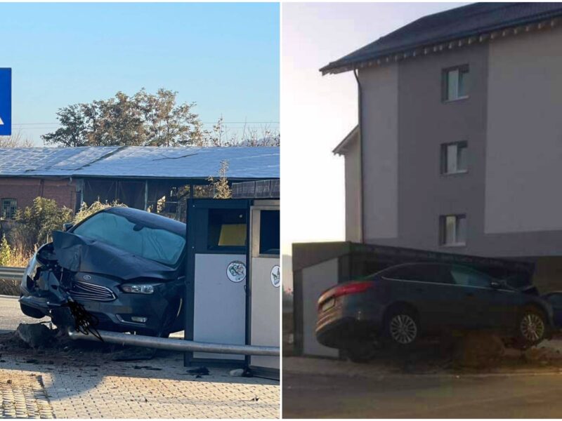 accident ca în filmele cu cascadori la șelimbăr. a „cocoțat” mașina pe o movilă (foto)