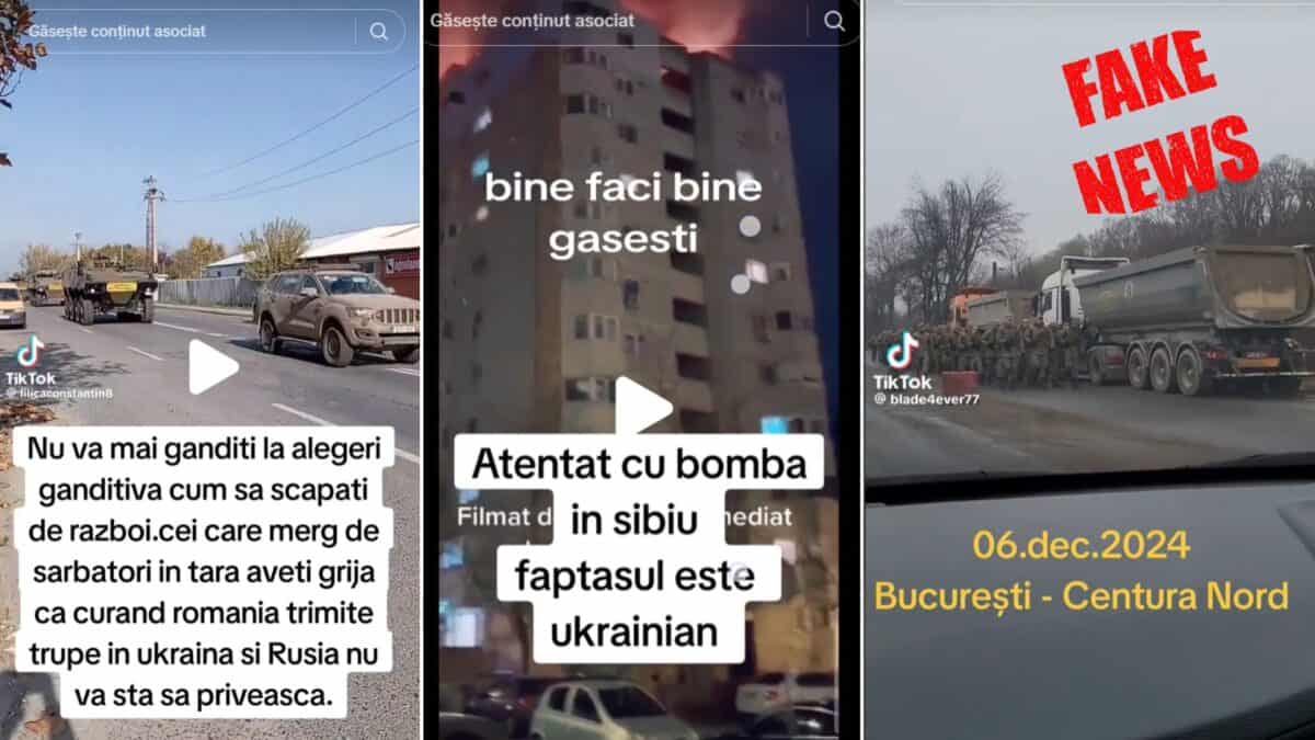 Un clip fals cu un atentat cu bombă la Sibiu și altele cu intrarea României în război panichează oamenii. Sunt fake news!