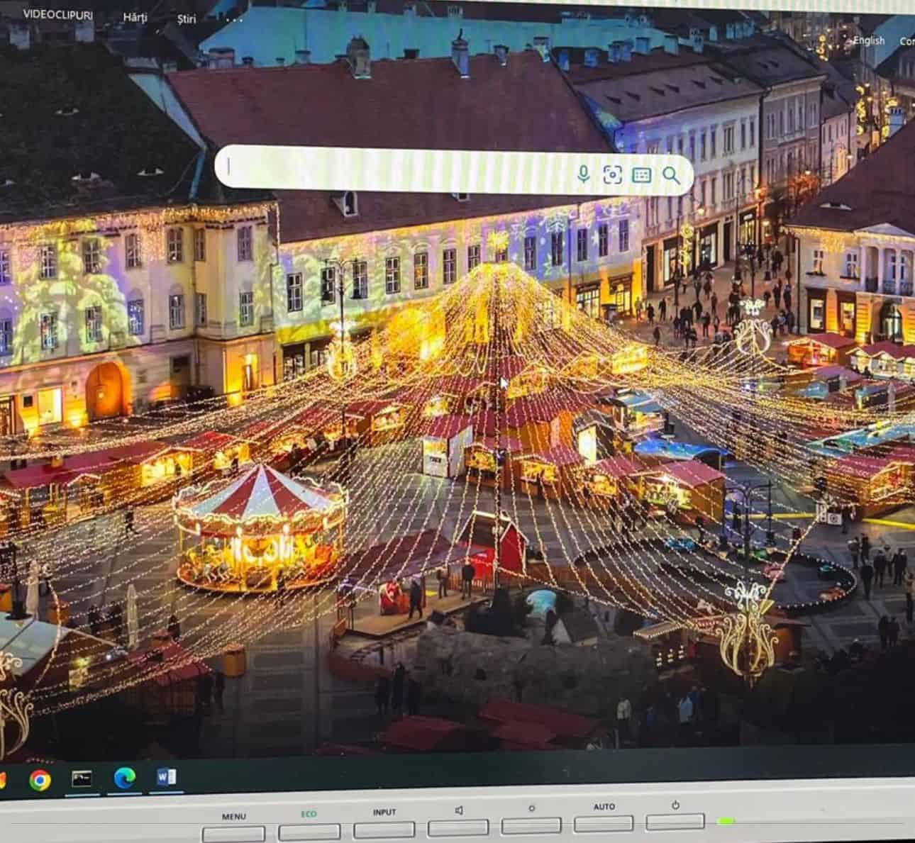 Târgul de Crăciun din Sibiu afișat pe Microsoft Windows Bing Wallpapers