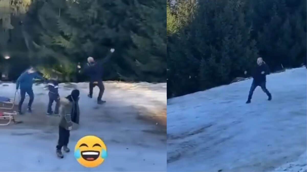 “Paltonar” pe pârtia de săniuș de la Păltiniş. A stârnit amuzamentul celor prezenți (video)