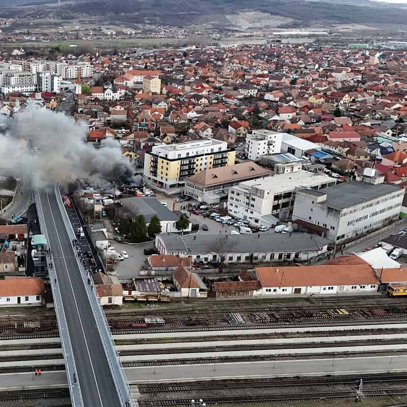 Imaginile incendiului dramatic de vineri din Sibiu