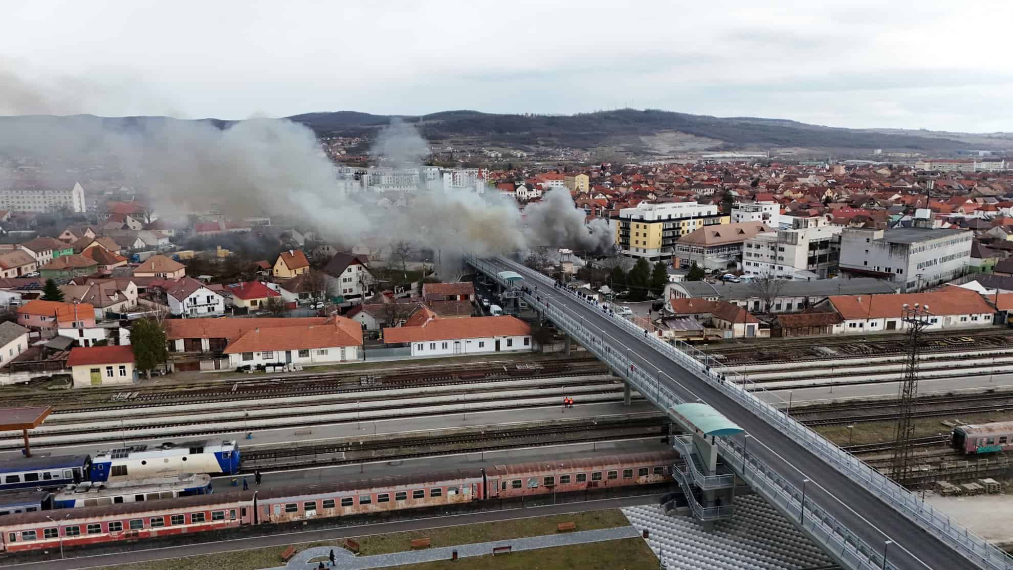 Imaginile incendiului dramatic de vineri din Sibiu